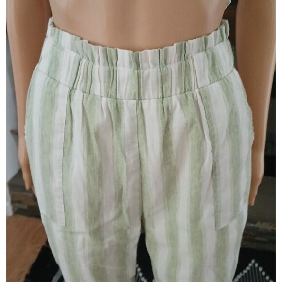 Women's MEDIUM Striped Pants Boho Beachy Lined Light Pockets High Elastic Waist - Picture 10 of 11
